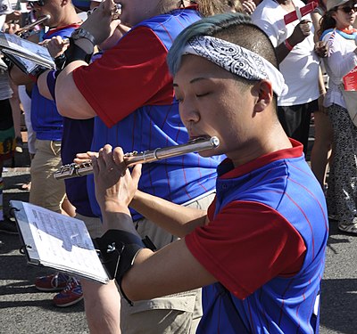 flute player in 2017 Capital Pride parade in Washington, D.C.