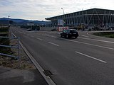 Neubau eines Fußballstadions für den Sportclub Freiburg, im Vordergrund die Suwonallee