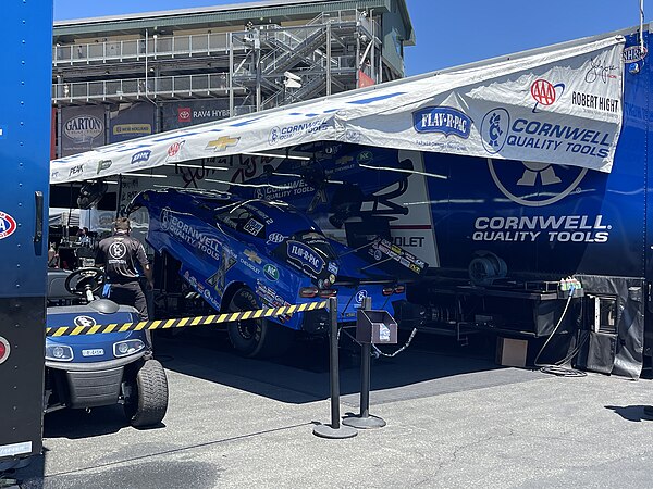 Robert Hight's funny car at the 2023 DENSO NHRA Sonoma Nationals