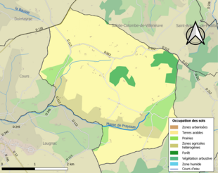 Barevná mapa znázorňující využití půdy.