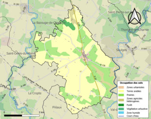 Barevná mapa znázorňující využití půdy.