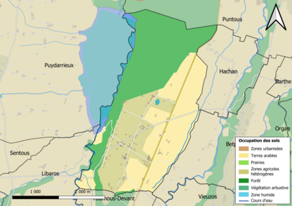 Mapa de colores que muestra el uso de la tierra.