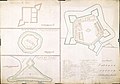 Rechts de plattegrond van het fort in 1683. Links plattegronden van kleinere forten in de buurt van Jaffna