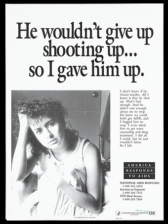 1993 poster for "America responds to AIDS", a campaign by the Department of Health