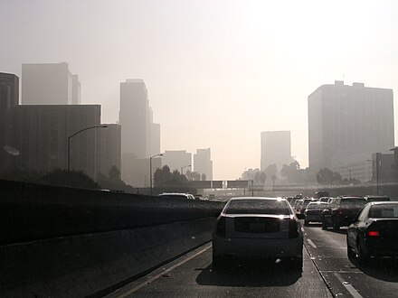 Air pollution along Pasadena Highway in Los Angeles, United States