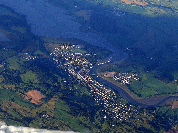 Aerial view of Kirkcudbright and the River Dee