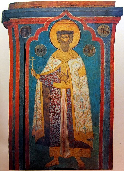 Saint Alexander Nevsky, 1666 fresco in the Cathedral of the Archangel, Moscow