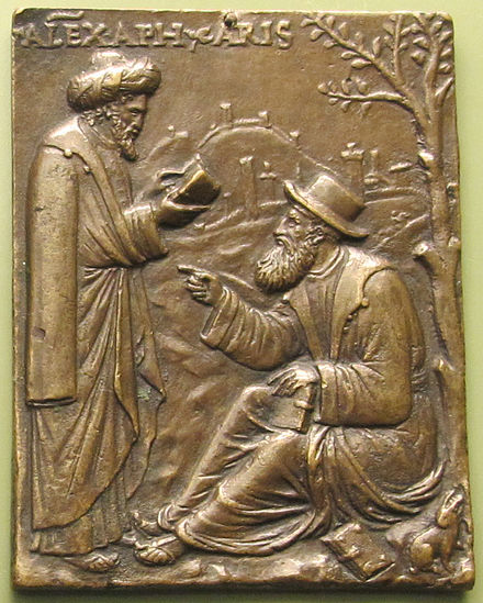 Andrea Briosco, Aristotle and Alexander of Aphrodisias, 16th century plaquette, Bode-Museum