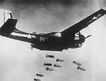 A B-26C Invader on a bombing run over Korea