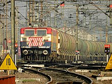 BHEL WAG7 freight train BHEL built WAG7 of Ludhiana shed with a BTPN rake in Juhi yard in Kanpur - Flickr - Dr. Santulan Mahanta.jpg