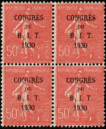 Timbre-poste français émis à l'occasion du congrès de 1930 à Paris.