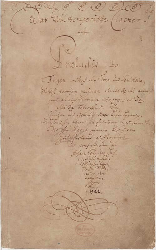 Title page of the first book of J.S. Bach's The Well-Tempered Clavier, which covers all 24 major and minor keys.