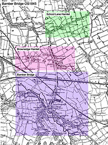 1845 map of Bamber Bridge.