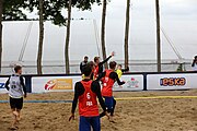 Deutsch: Beachhandball Europameisterschaften 2019 (Beach handball Euro); Tag 5: 6. Juli 2019 – Männer, Platzierungsspiel für die Ränge 5–8, Frankreich-Deutschland 0:2 (18:22, 16:19) English: Beach handball Euro; Day 5: 6 July 2019 – Placement Match/Cross Match for rank 5–8 Men – Frankreich-Deutschland 0:2 (18:22, 16:19)