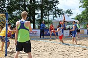 Deutsch: Beachhandball Europameisterschaften 2019 (Beach handball Euro); Tag 6: 7. Juli 2019 – Platzierungsspiele Rang 13-16 Männer, Rumänien-Serbien 2:0 (21:18, 22:20) English: Beach handball Euro; Day 6: 7 July 2019 – Placement Match 13–16 Men – Romania-Serbia 2:0 (21:18, 22:20)