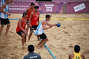 Deutsch: Beachhandball bei den Olympischen Jugendspielen 2018; Tag 5, 10. November 2018; Jungen, Hauptrunde - Thailand-Argentinien 2:1 English: Beach handball at the 2018 Summer Youth Olympics at 11 October 2018 – Boys Main Round – Thailand-Argentina 2:1