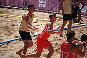 Deutsch: Beachhandball bei den Olympischen Jugendspielen 2018; Tag 4, 10. Oktober 2018; Jungs, Vorrunde, Gruppe B - Italien-Argentinien 1:2 English: Beach handball at the 2018 Summer Youth Olympics at 10 October 2018 – Boys Preliminary Round Group B‎ – Italy-Argentina 1:2