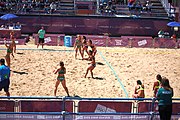 Deutsch: Beachhandball bei den Olympischen Jugendspielen 2018; Tag 4, 10. Oktober 2018; Mädchen, Vorrunde, Gruppe A - Ungarn-Chinese Taipei (Taiwan) 2:0 English: Beach handball at the 2018 Summer Youth Olympics at 10 October 2018 – Girls Preliminary Round Group A‎ – Hungary-Chinese Taipei 2:0