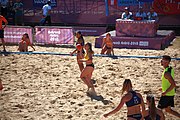 Deutsch: Beachhandball bei den Olympischen Jugendspielen 2018; Tag 3, 10. Oktober 2018; Mädchen, Vorrunde, Gruppe B - Niederlande-Argentinien 2:0 English: Beach handball at the 2018 Summer Youth Olympics at 10 October 2018 – Girls Preliminary Round Group B‎ – Netherlands-Argentina 2:0