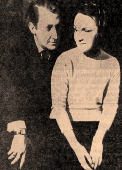 Bengt Eklund och Catrin Westerlund 1961, under en repetition av Vilhelm Mobergs Nattkyparen på Dramatens lilla scen.