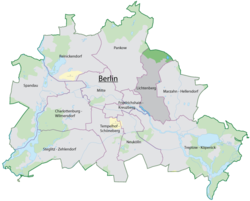 מיקום הרובע בברלין (מסומן באפור כהה)