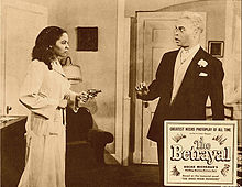 Linda shoots her father, Dr. Lee, for ruining her marriage to Martin Betrayal lobby card 6.JPG