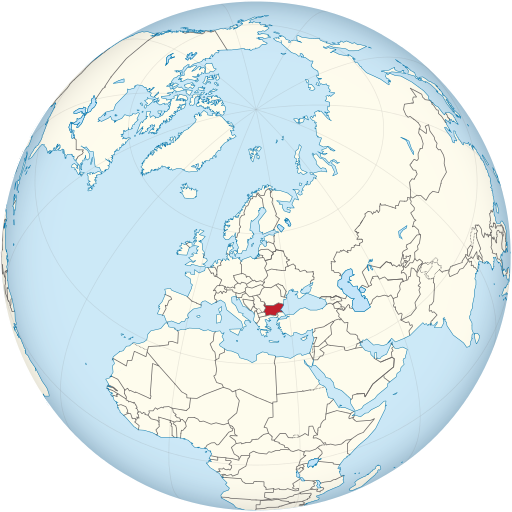 Bulgaria on the globe (Europe centered)