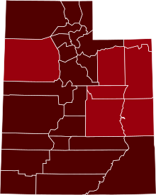 COVID-19 Prevalence in Utah by county.svg