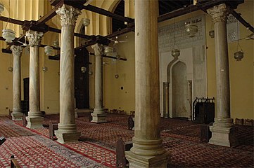 Prayer hall inside al-Aqmar Mosque