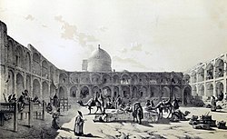 Caravanserai-i-Shah , Qazvin by Eugène Flandin.jpg