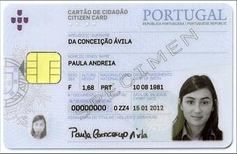 Front of a Portuguese national ID card