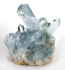 Sky blue, prismatic crystals of celestine Celestine-d06-182a.jpg