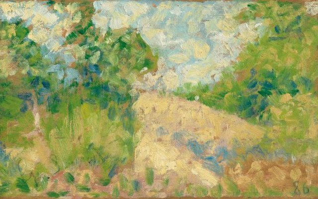 Champs à Barbizon (Field in Barbizon), an 1882 portrait by Georges Seurat of the countryside in France