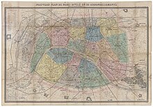 1880 (Charles Smith, Nouveau plan de Paris divisé en 20 arrondissements dans un rayon de 10 kilomètres)