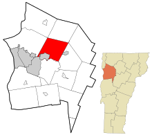 Chittenden County Vermont začleněny a neregistrované oblasti Essex zvýrazněny.svg