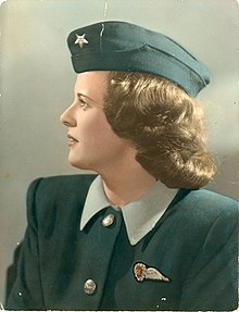 Clare McHugh Douglas, upon completion of her training as an air hostess for ANA, ca. 1947