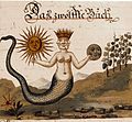 Ierogamia di Sole e Luna ad opera del serpente mercuriale, dal Clavis Artis (1738)