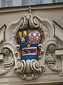 The coat of arms of the Triune Kingdom on the building of the Croatian Parliament