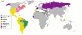 Mapa-mundi do colonialismo em 1800.