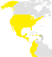 Countries and dependencies served by Spirit Airlines as of March 2024 Countries and dependencies served by Spirit Airlines.svg