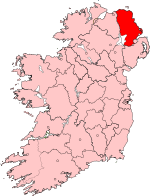 The constituency of County Antrim (1801-1885) within Ireland. County Antrim Constituency 1801-1885.svg