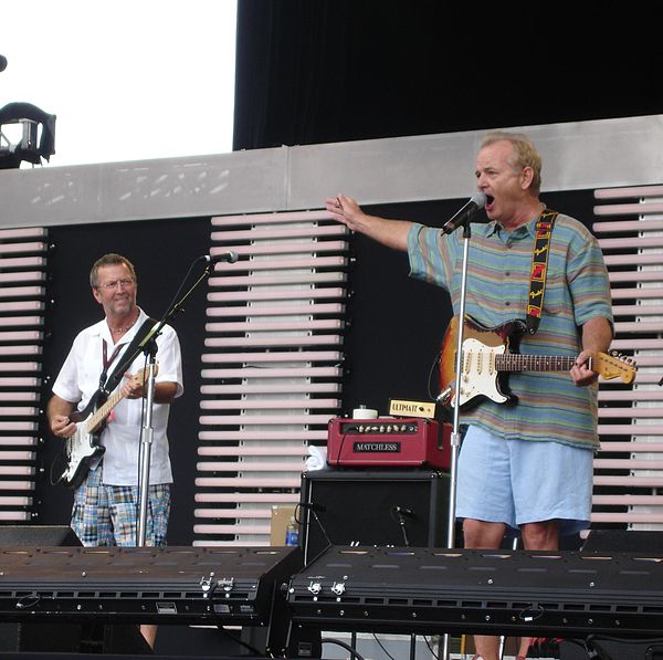 Eric Clapton and Bill Murray kicking off the Crossroads Guitar Festival in 2007