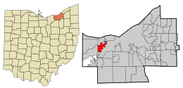 Location in Cuyahoga County and the state of اوہائیو.