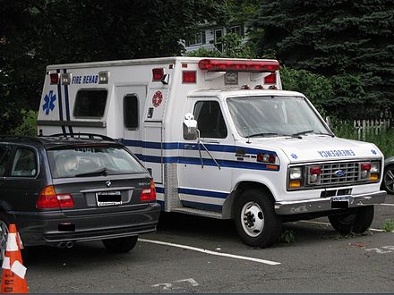 Retired ambulances may find reuse in less-demanding emergency services, such as this Ford E-Series former ambulance that has become a logistics unit.