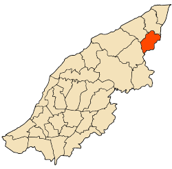 Localização da cidade dentro da província de Mostaganem