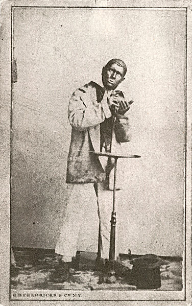 Photograph of Dan Emmett in blackface, probably early 1860s.