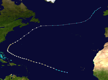 Track of Hurricane Danielle Danielle 1998 track.png