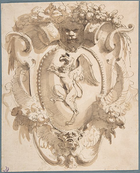 File:Design for a Cartouche with a Coat of Arms containing a Griffin MET DP808000.jpg