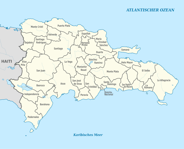 File:Dominican Republic, administrative divisions - de - monochrome.svg