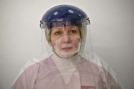 British woman wearing protective gear